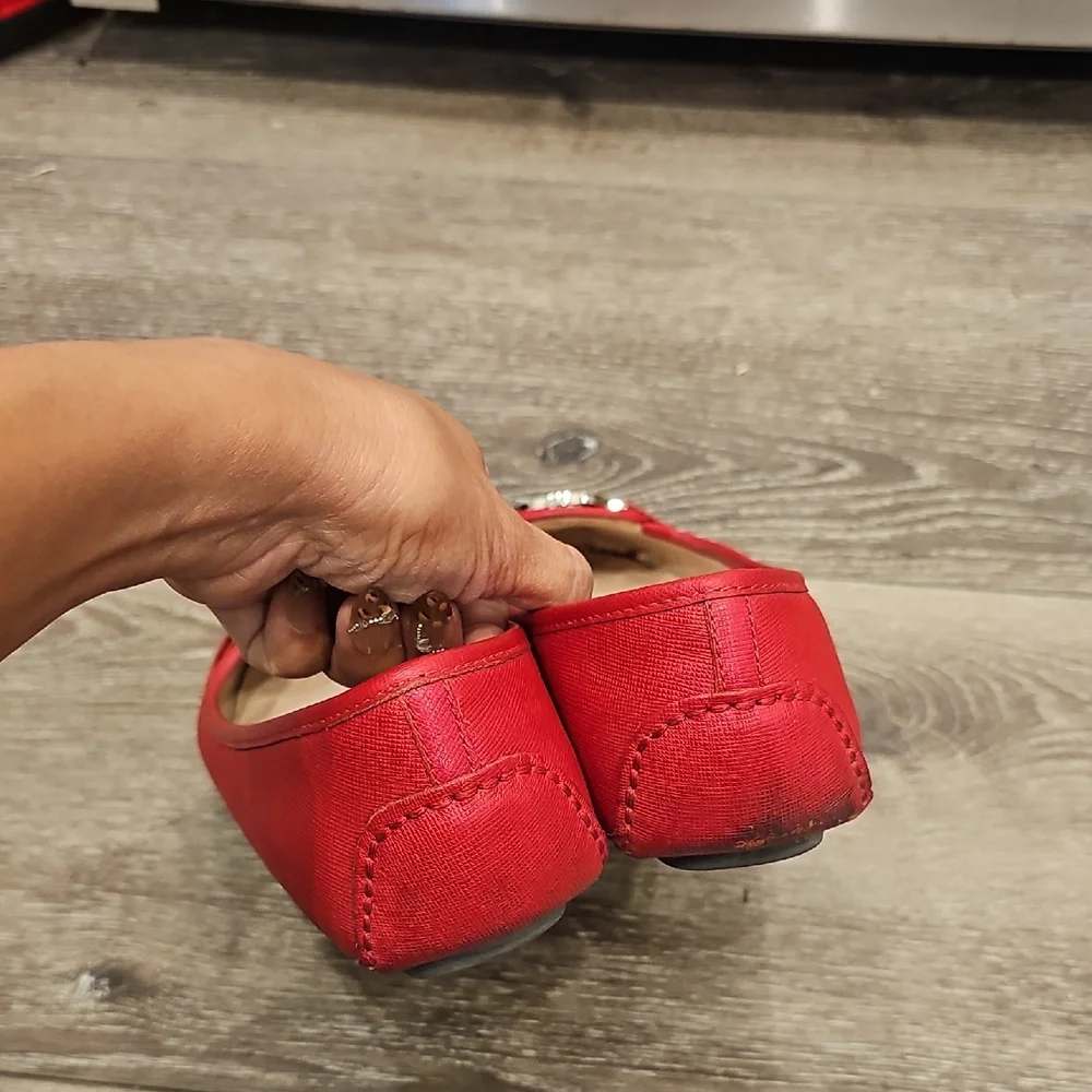 MICHAEL KORS Gorgeous Red Saffiano Leather Flats